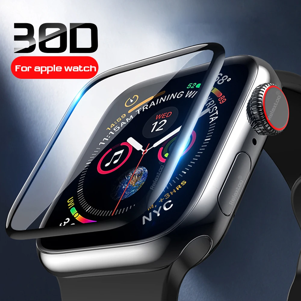 Закаленное стекло 30D с полным покрытием для Apple Watch Защитная пленка экрана 38 мм 42 40
