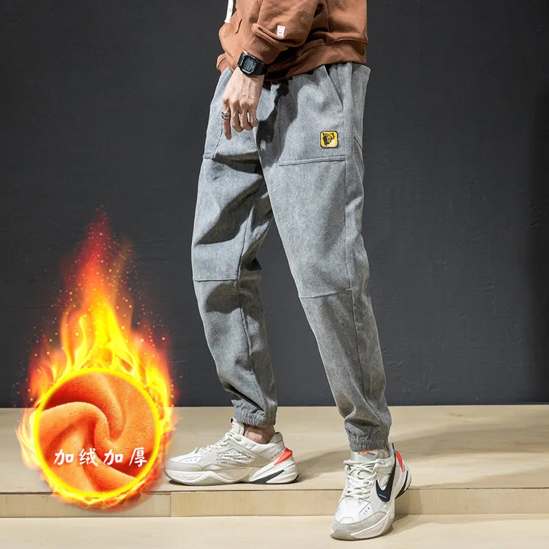

Men's Winter Pants Classic brand sweatpants super Warm Thick Pants cashmere Trousers For Men fleece Male long outdoors Pants men