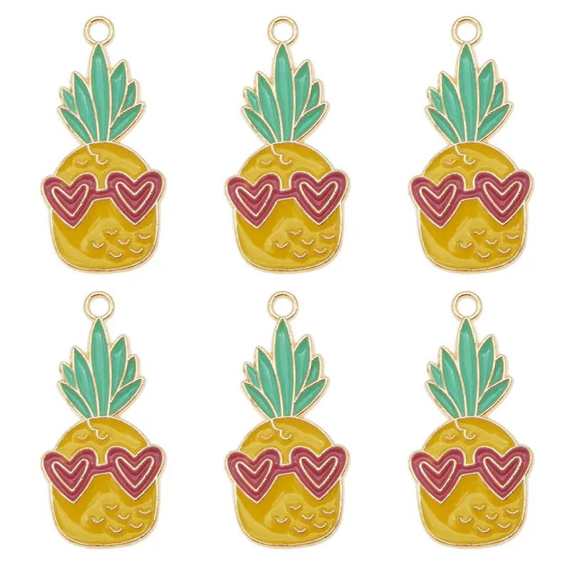 Оптовая продажа 5 шт. эмалированные подвески из сплава в виде мультяшных фруктов