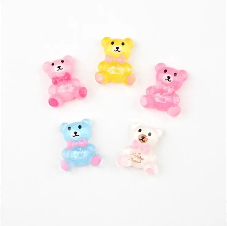 100 штук искусственный бриллиант из смолы Kawaii Блестящий медведь резиновые