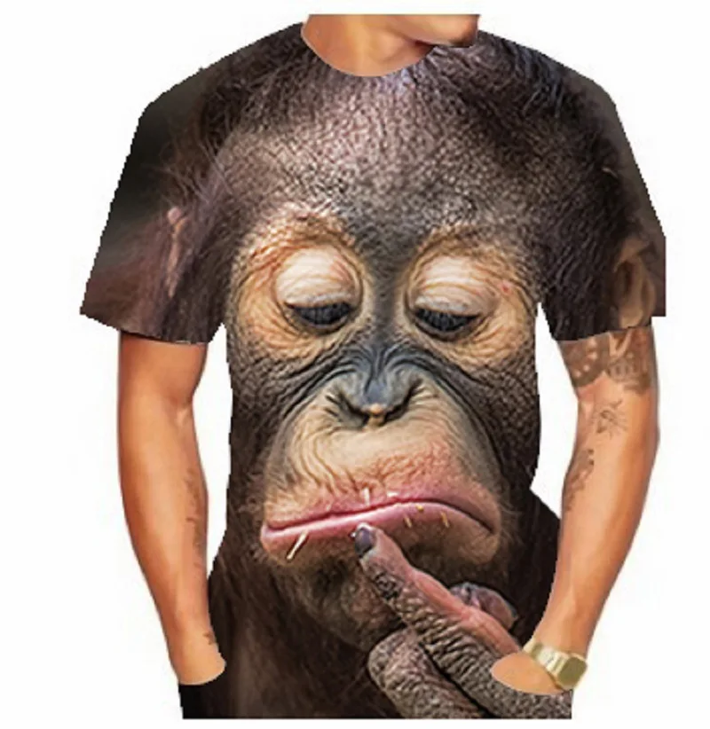 Горячая Стильная летняя футболка 2020 Gorilla 3D печатная Мужская Повседневная с