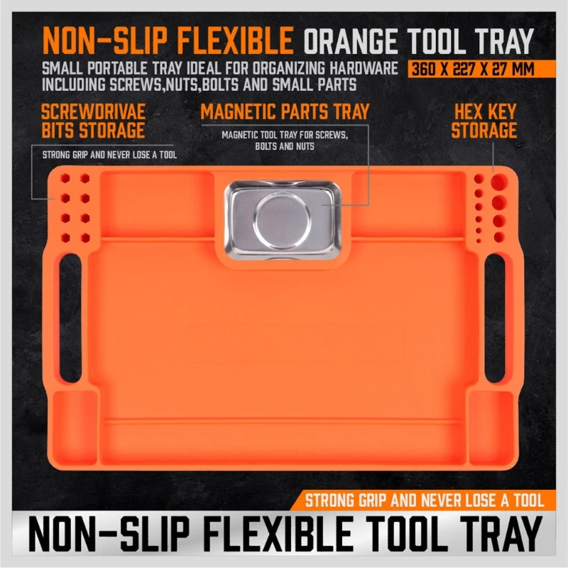 

L38A Easy Wash Chemical-resistant Tool Organizer Storage Tray Christmas Day Tools for Men Flexible Tool Tray for DIY