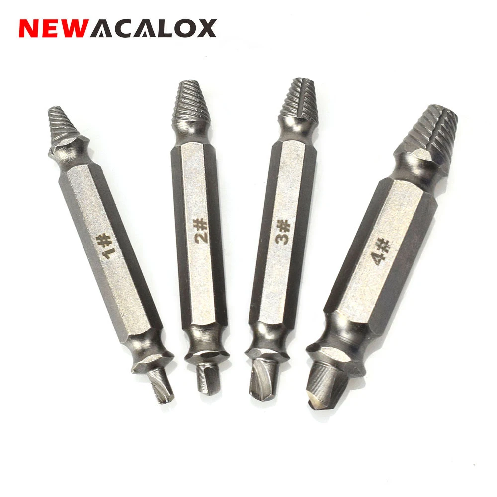 NEWACALOX 4 шт./компл. ручной инструмент двухсторонний Съемник сломанного винта набор