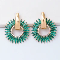 Hot Brand Colorful Crystal Metal Drop Dangle Earrings For Women Geometric Wedding Party Jewelry Rhinestone Statement Earrings