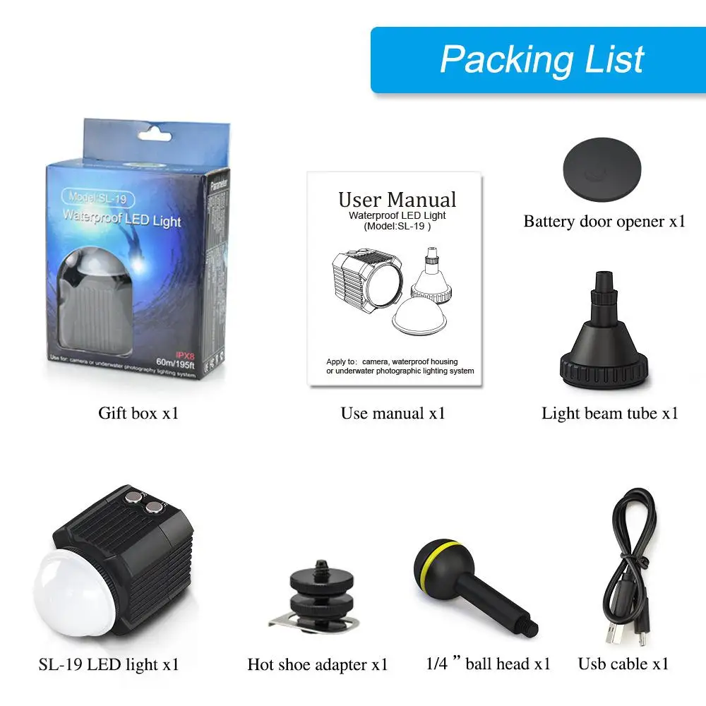 Светильник для фотосъемки BEESCLOVER Водонепроницаемый светодиодный светильник фото