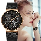 Часы LIGE женские с браслетом из стали, золотистые креативные водонепроницаемые, 2021