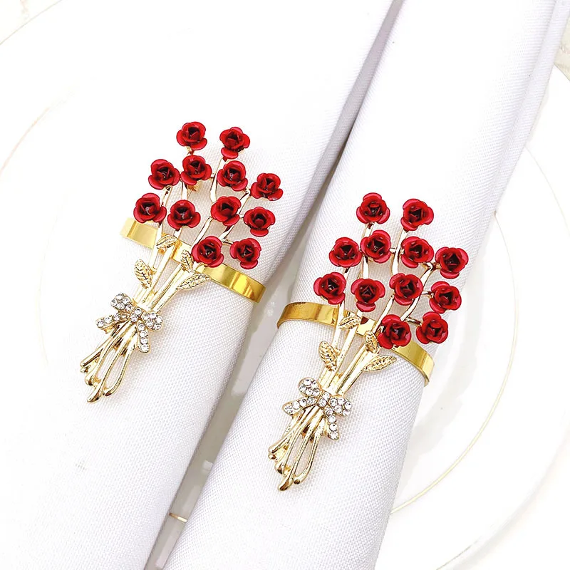 

4pcs Valentine's Day Series Rose Flower Napkin Button Napkin Ring