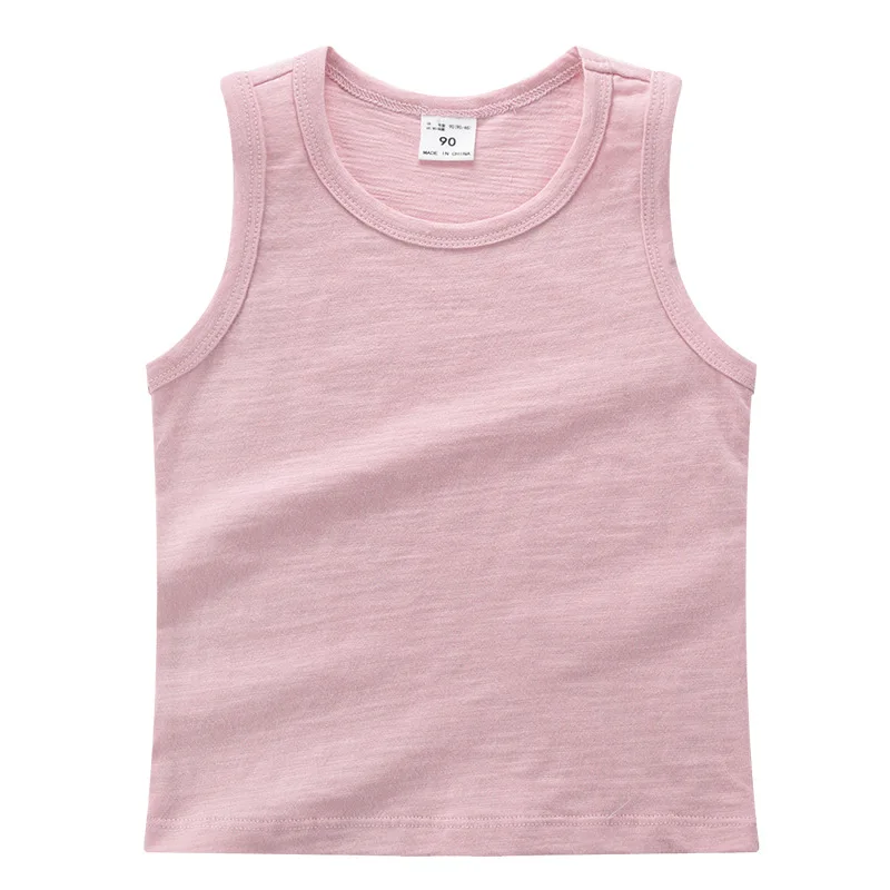 Детское нижнее белье для мальчиков Однотонная майка Топы девочек Летний жилет