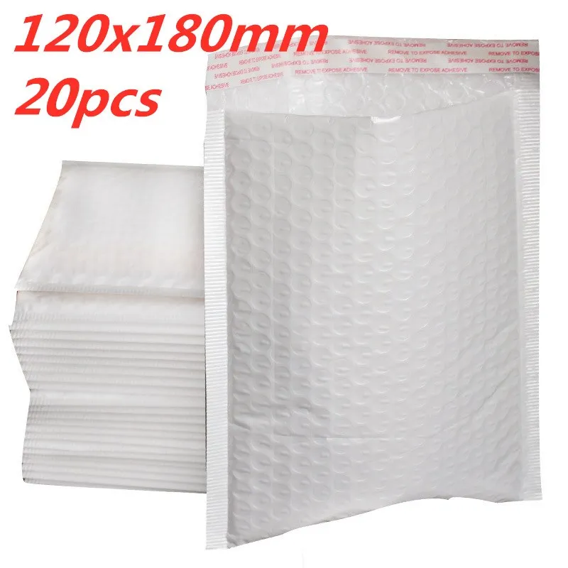 20 PCS/Lot 120*180mm White Foam Envelope Bag Different Specifications Mailers Padded Shipping Envelope With Bubble Mailing Bag 