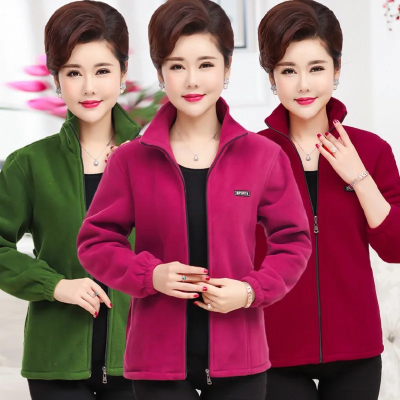 Женская флисовая толстовка на молнии с воротником стойкой|Женские толстовки и