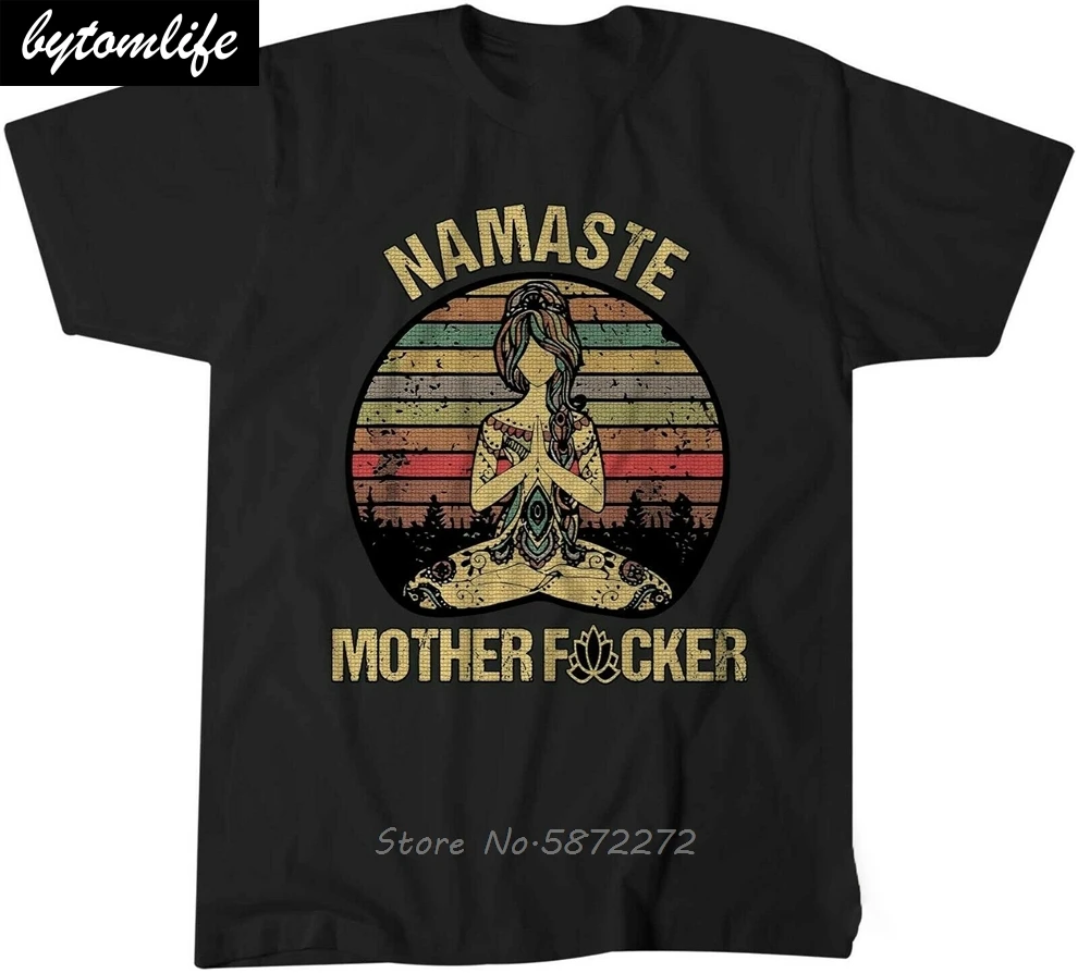 

Vintage Namaste Mother Fcker Explicit Funny T-shirt T Shirt Men Tshirt Men Cotton Tees Tops Harajuku