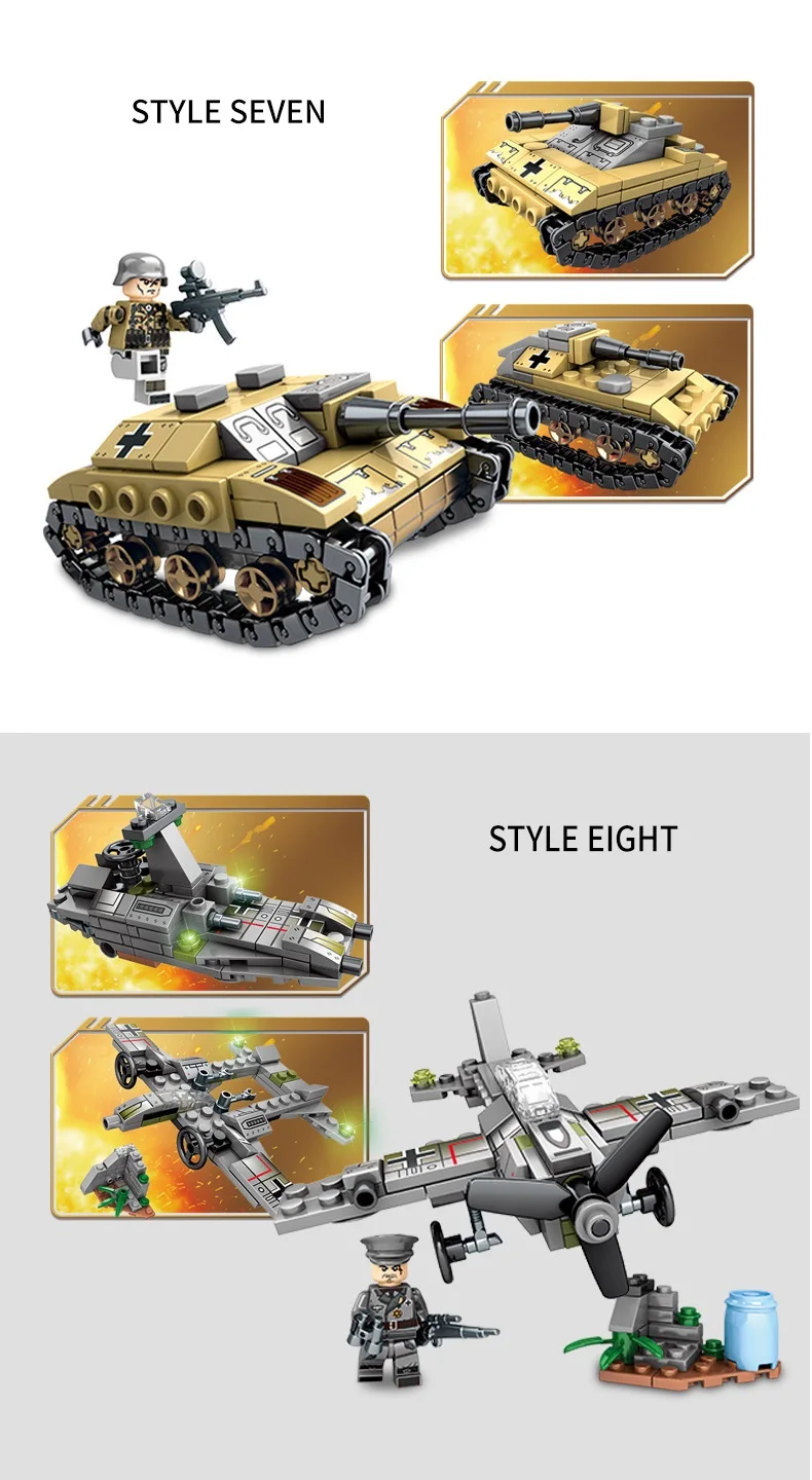 Ewellsold Военный танк строительные блоки Шерман М4 Танк конструктор Ww2 Фигурки