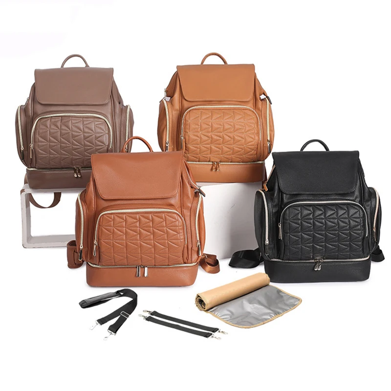 

Водонепроницаемый рюкзак из искусственной кожи для подгузников, Вместительная женская сумка для мам, органайзер для детской коляски