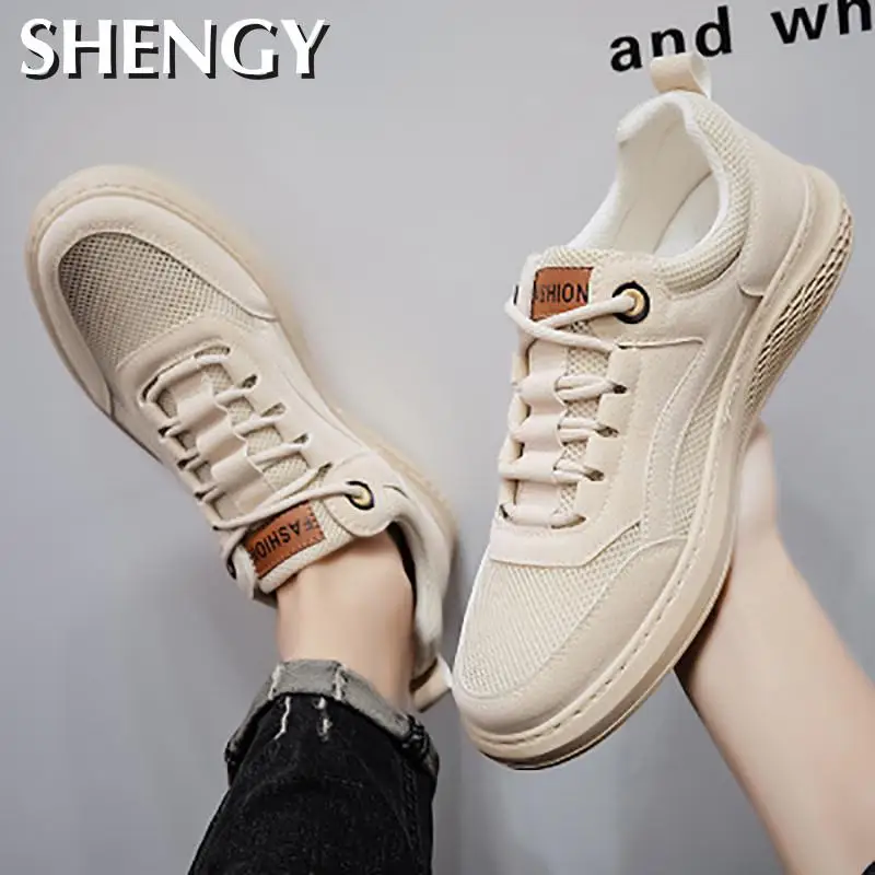 Новинка Летняя повседневная обувь Мужская дышащая сетчатая 2020men's Shoes Slats Lowtop