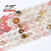 faceted watermelon tourmaline beads natural stone loose spacer beads for jewelry making diy bracelets necklaces accessories 15