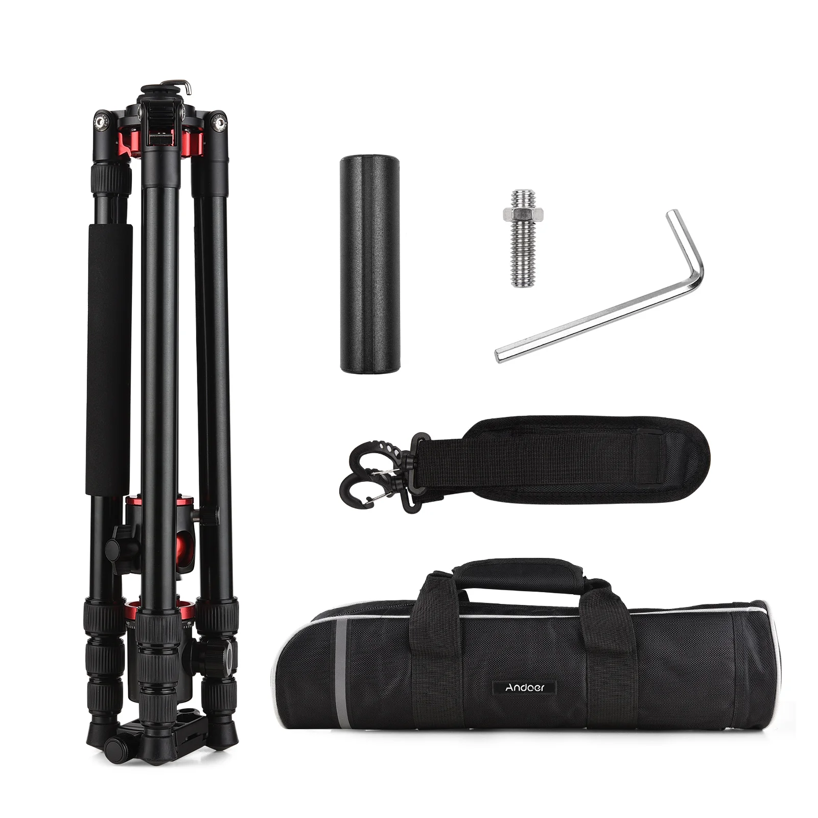 

Andoer 76 Inch Camera Tripod Portable Aluminium Alloy Tripod Stand with Carry Bag 1/4 Inch Scew Quick Release Plate Transverse