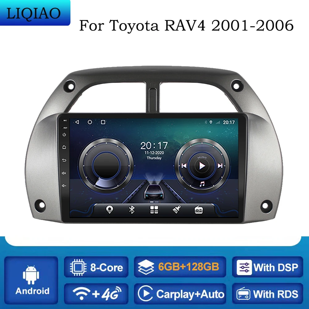 

Автомагнитола на Android 10,0, автомобильный мультимедийный видеоплеер для Toyota RAV4 2001-2006, Раздельный экран, управление рулевым колесом, Mirror Link BT