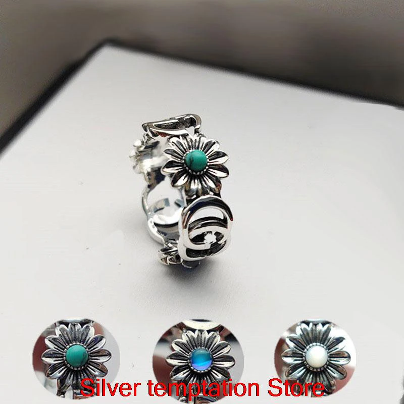 

Мужское и женское кольцо с цветами, из серебра 925 пробы