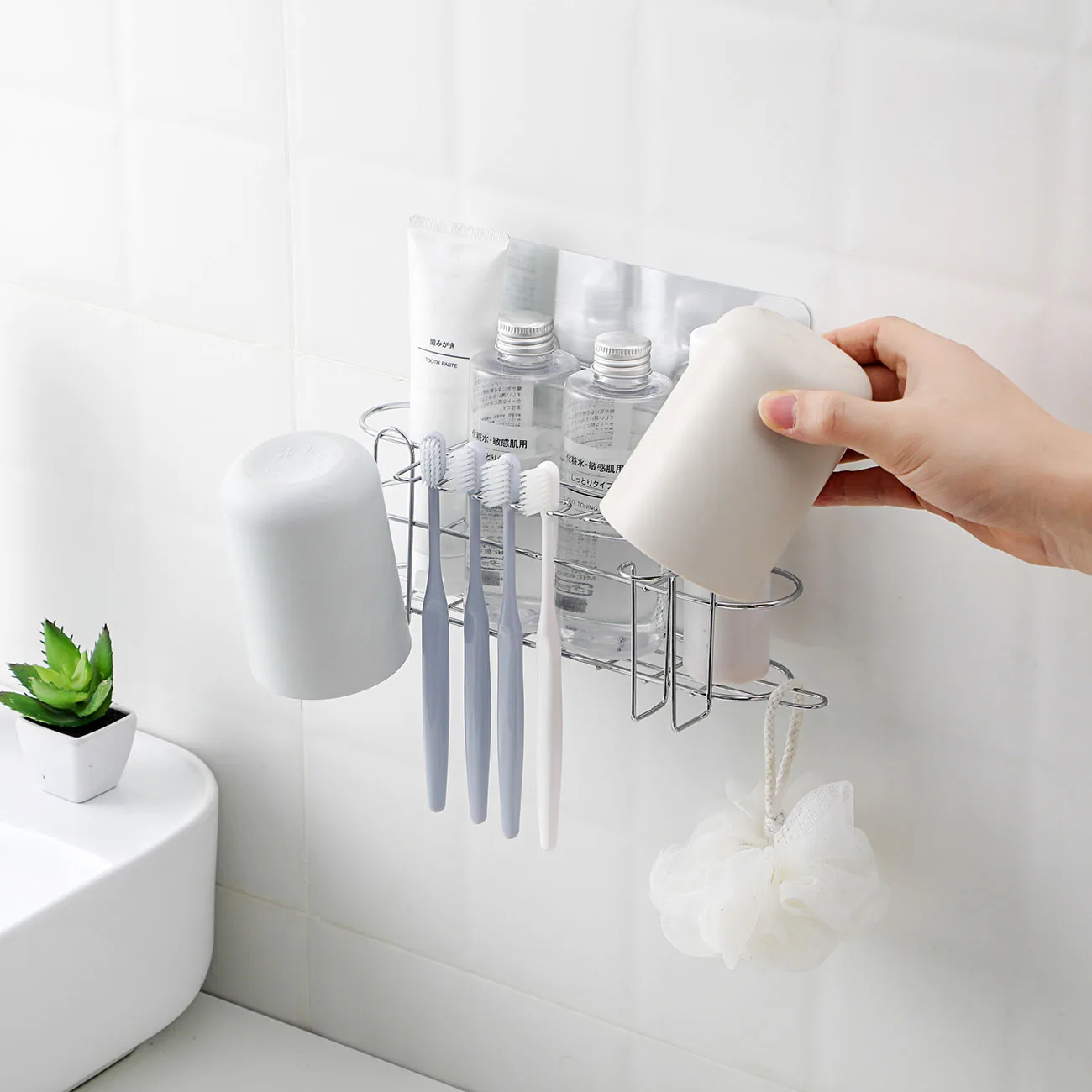 Стеллаж для ванной из нержавеющей стали настенный держатель зубных щеток чашки