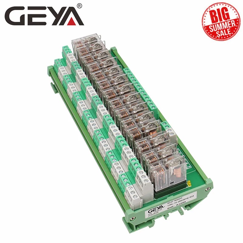 GEYA 2NG2R DPDT реле 14 канальный релейный модуль 2NO 2NC Omron ПЛК 12V 24V AC/DC | Обустройство дома