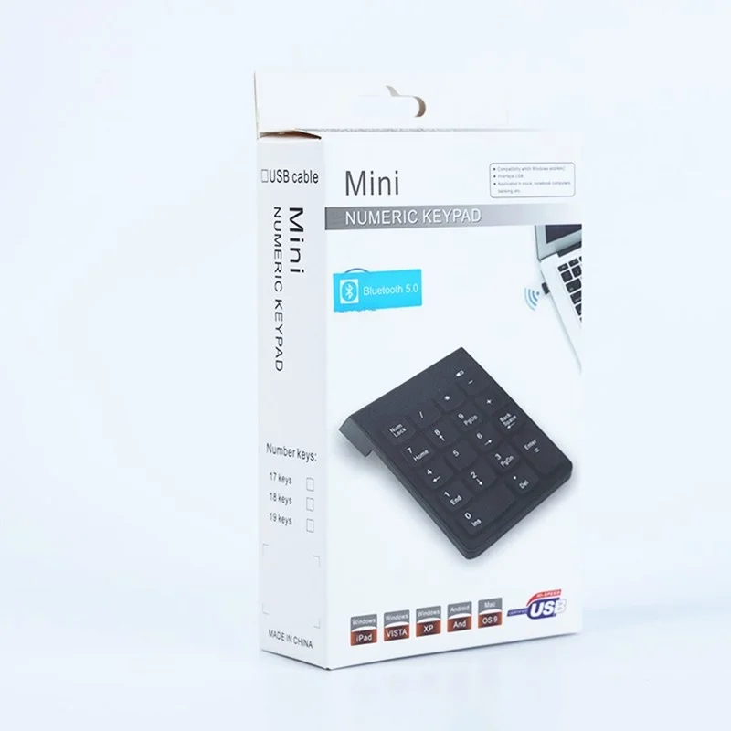 

Digital Number Pad Bluetooth New Portable Mini Keypad USB PC Pad 18Keys For Office Accounting Teller Laptop PC WIN10 Keyboard