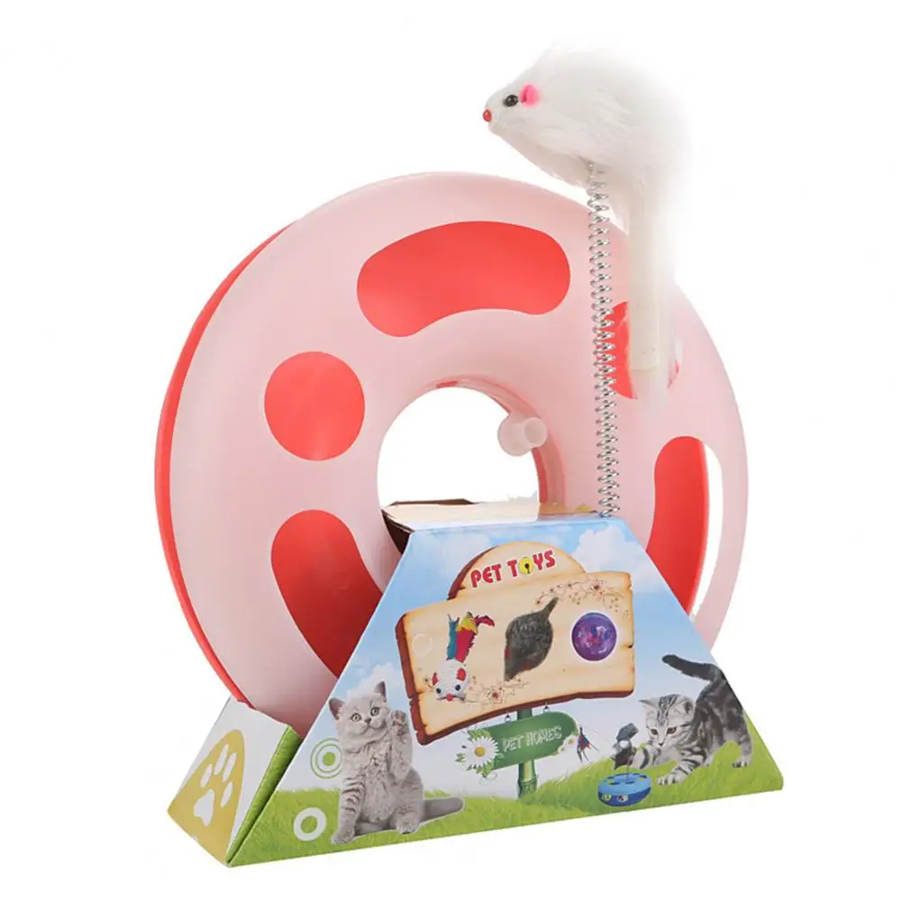 

Safe Durable Pet Cats Turntable Teaser Spirng Mouse Toy Plastic Pet Turntable Toy Feather Cats Supplies