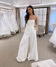 Элегантный длинный атласный комбинезон, свадебные платья с карманами, на шнуровке сзади, белые халаты для женщин