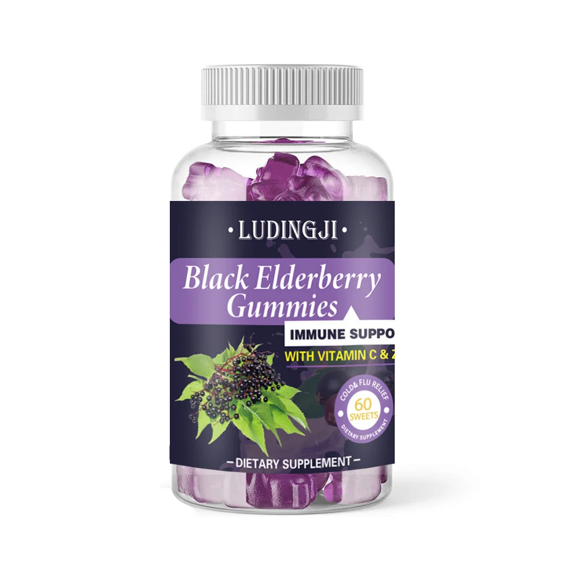 

Sambucus Elderberry Gummies Black Elderberry Sweets with Vitamin C and Zinc Immune System Booster Supplements