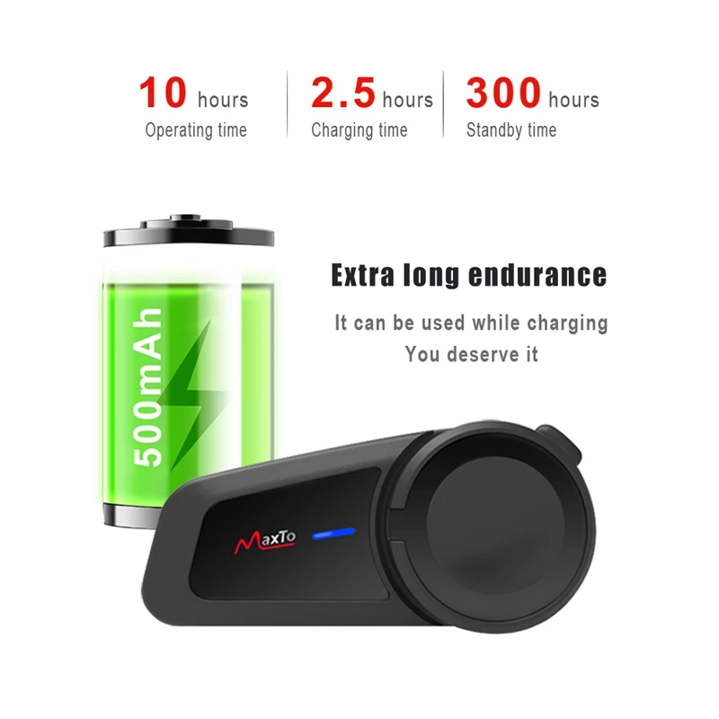 

Maxto Motorcycle Helmet Headphone Group 6 Riders Bluetooth Interphone 1000M Waterproof Headset FM Radio