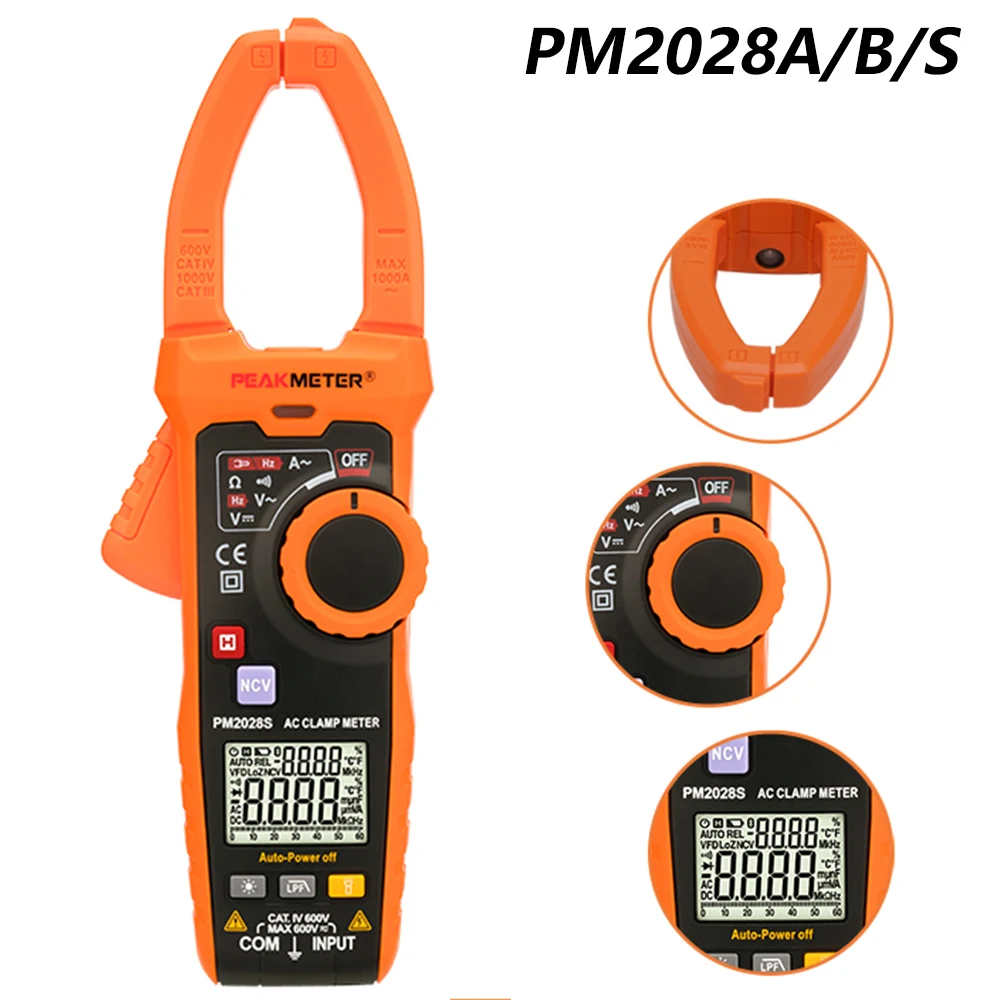 PEAKMETER PM2028A PM2028B PM2028S мультиметр с зажимом истинное значение 1000A/V Цифровой