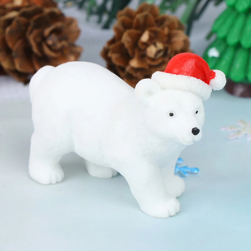 3pcs Christmas Polar bear Gift Mini Figurine Crafts Ornament Miniatures Decor | Дом и сад