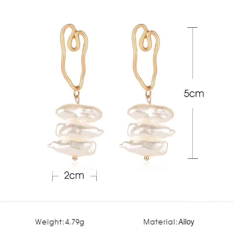 Женские серьги-подвески в богемном стиле с жемчугом Необычные геометрические