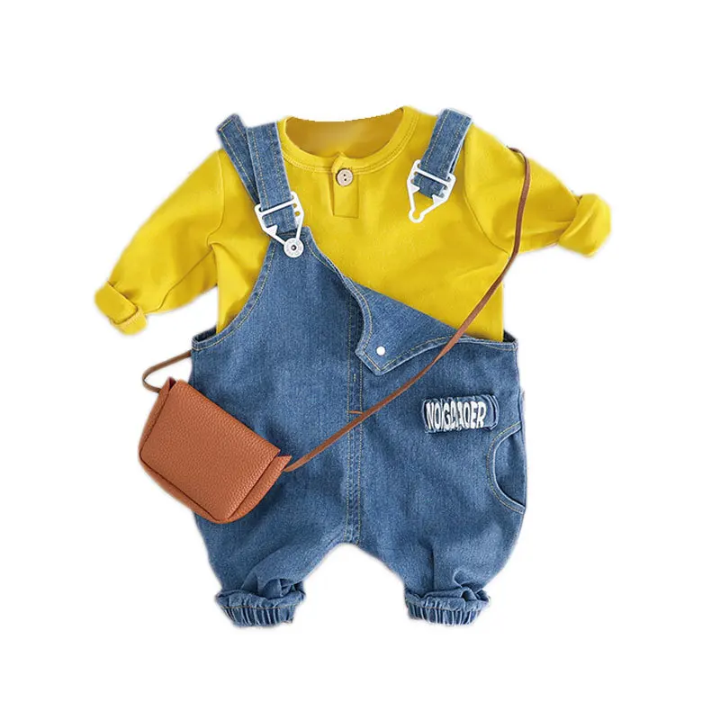 Toddler Baby Boys Long Sleeve T Shirt &amp Denim Overalls 2pcs Clothing Sets Spring Fall Fashionable Cotton Clothes Outfits | Детская