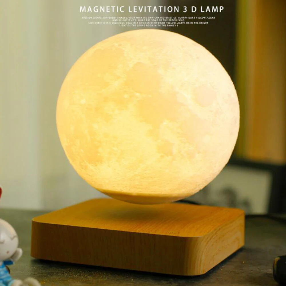 Neue LED Schreibtisch Lampen Schwimm Kreative 3D Touch Magnetische Levitation Mond Lampe Nacht Licht Rotierenden LED Mond Schwimmenden Tisch Lampen