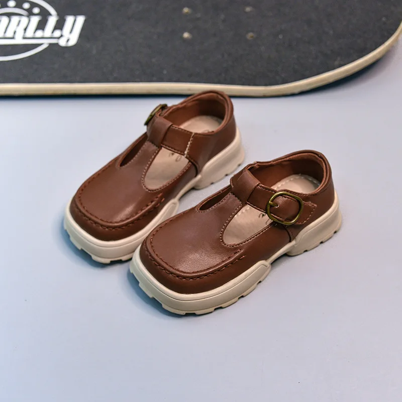 

Kids Shoes 2021 Autumn Little Girls Fashion School Black Flats Party Princess Brand Solid Soft Sole Platform Black Baby Shoes