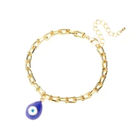 ethnic resin evil eye charm knot friendship bracelet color enamel water drop turkish eye gold plated chain couple hand jewelry