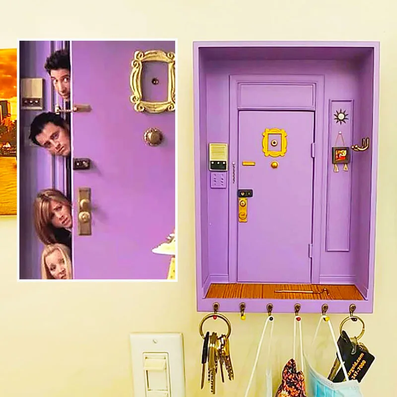 

TV Show Friends Key Holder Purple Monica's Door Holder Friends Home Decors Hanger Wall Decor Entrance House Key Stand Storage