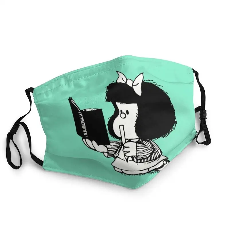 

Mafalda Reading Her Book Mask Anti Dust Reusable Kawaii Cartoon Manga Face Mask Protection Men Women Respirator Mouth Muffle