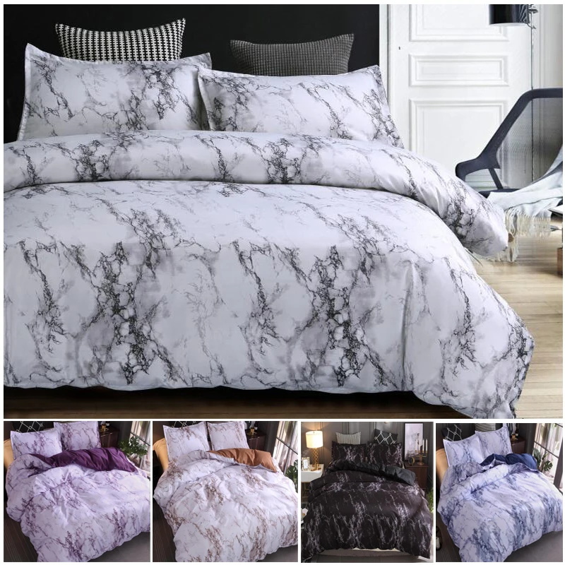 Мраморный дизайн пододеяльник набор включает с наволочками без наполнителя