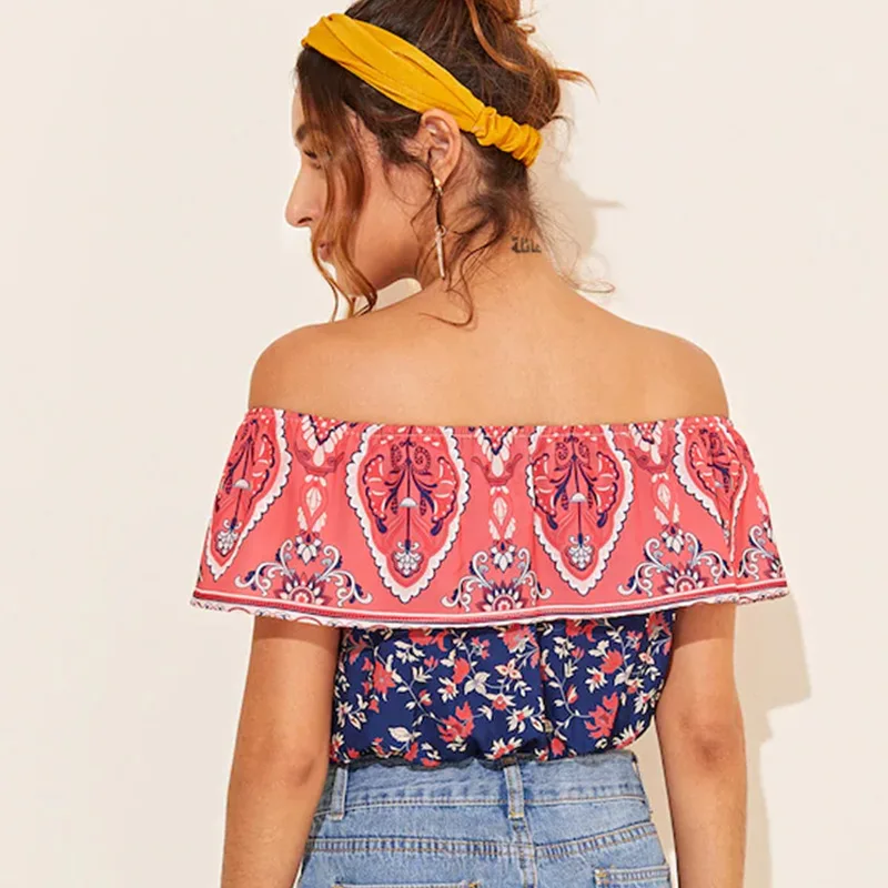 Женский модный топ в европейском и американском стиле с открытыми плечами