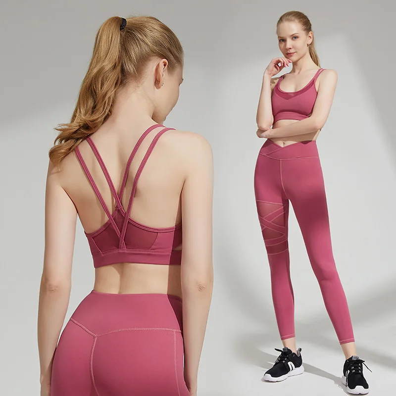 Women Yoga 2piece Sportswear Gym Clothing Fitness  Crop Top High Waist Leggings Sports yoga outfits for women sportswear