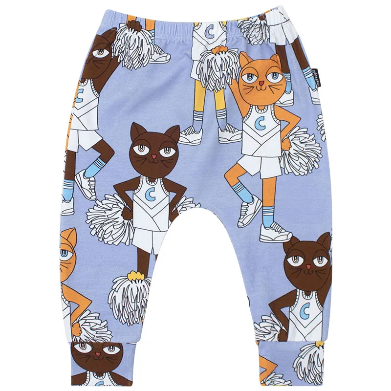 Blue cat TinyPeople/Коллекция года; Детские хлопковые брюки с принтом героев мультфильмов; сезон весна-осень; леггинсы для маленьких девочек; милые брюки для новорожденных мальчиков - Цвет: Blue cat