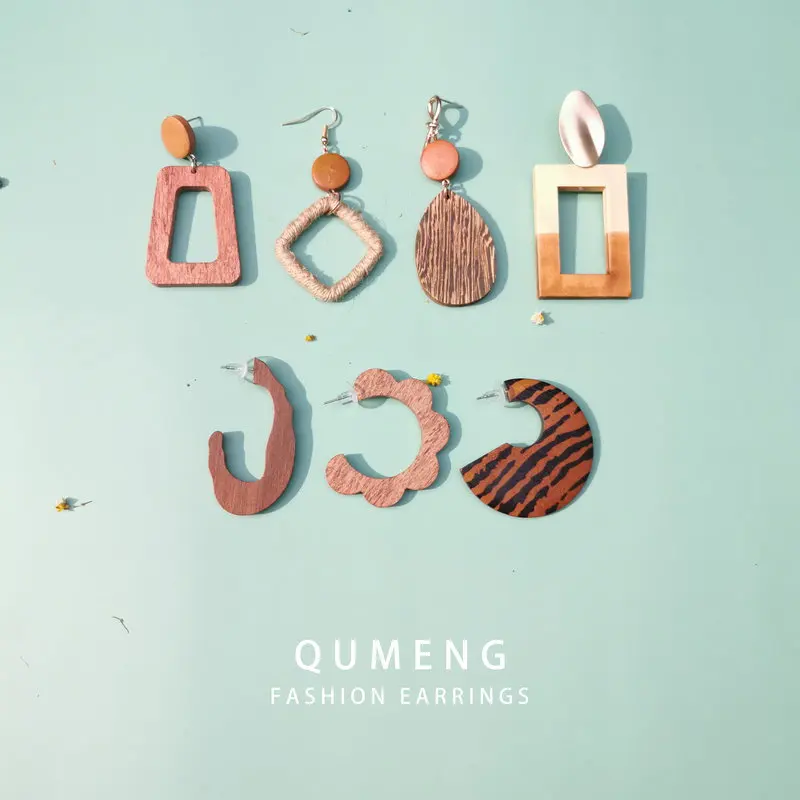 QUMENG 12 стильное корейское деревянное соломенное плетение Ротанговые серьги