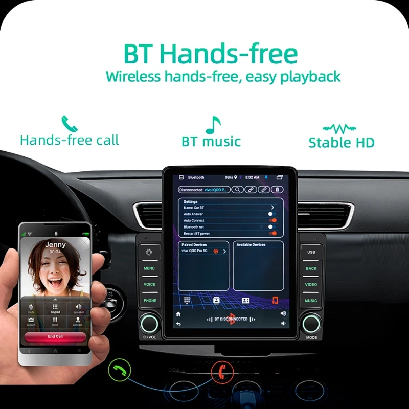 

2 Din Car Stereo Radio Player Voice Control GPS Navigation WiFi Connection Bluetooth Free-hands Call Functions