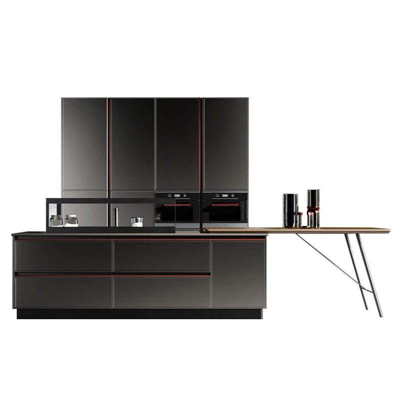 

The whole cabinet custom kitchen decoration quartz stone countertop kitchen cabinet custom-made open modern minimalism