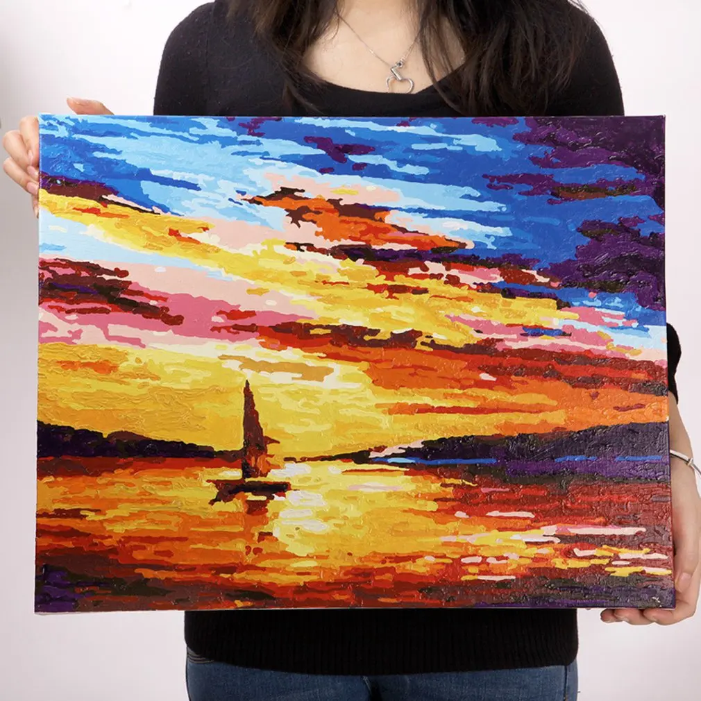 

Chinese Style Digital Painting DIY Creative Abstract Pure Hand-Painted Oil Painting Living Room Landscape Frameless Painting