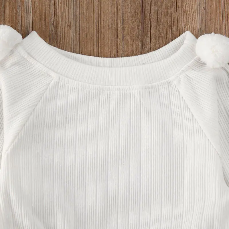От 1 до 5 лет вязаный свитер для маленьких девочек однотонная белая футболка с