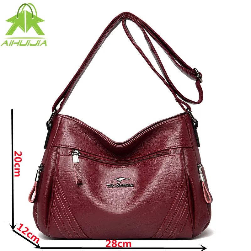 

Fashion Solid Color Shoulder Bags for Women Multiple Zippers Handbag 2021 Designer High Quality Pu Leather Female Messenger Bag