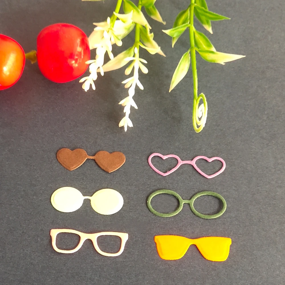 

Six kinds of glasses and glasses frame fittings Metal cutting Mould scrapbook DIY album Card template Paper Technology