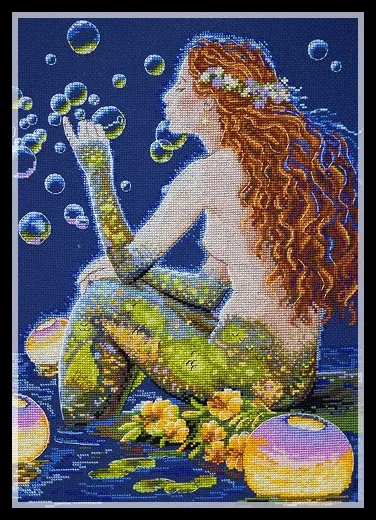 

22-(14CT) bubble-blowing Mermaid Counted Cross Stitch 11CT 14CT 18CT DIY Cross Stitch Kits Embroidery Needlework Sets